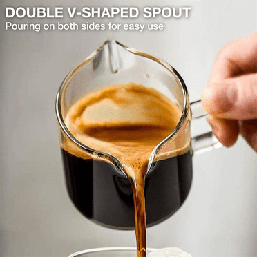 Ensemble de 2 Tasses à Espresso, Tasses à Double Bec de 4 OZ, Verres à Shooter Espresso, Tasse à Lait avec Poignée, Verre Transparent, Espresso