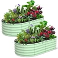 thumbnail image 1 of 2-Pack 6x3x1.5FT Olive Green Oval Galvanized Steel Raised Garden Beds for Outdoor - Large Planter Boxes with Open Base, Safety Edge, Tool-Open Assembly, For Vegetables, Flowers, Herbs, 1 of 8