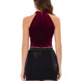 thumbnail image 3 of INSPIRE CHIC Débardeur Court de Fête en Velours pour Femme à Col Licou Sans Manches avec Fermeture Éclair au Dos TG Rouge Vin, 3 of 6