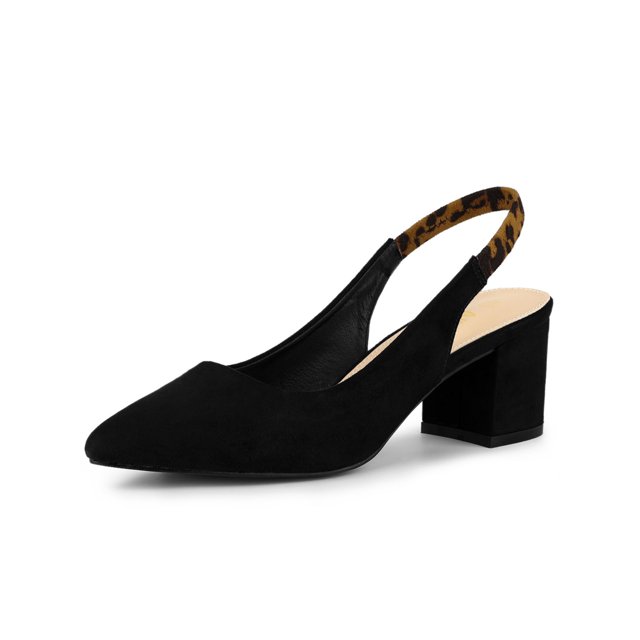 BLISSFUL STEP Escarpins à Talon Bloc pour Femmes Slingback Talons Noirs 8,5