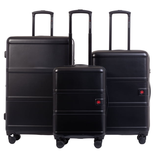 AIR CANADA Porto – Ensemble de 3 Valises Rigides, Léger, Ensemble de Valises à Coque Rigide avec Roues Pivotantes pour le Voyage. Valises de 28 Pouces et 24 Pouces Grandes et Bagage de Cabine