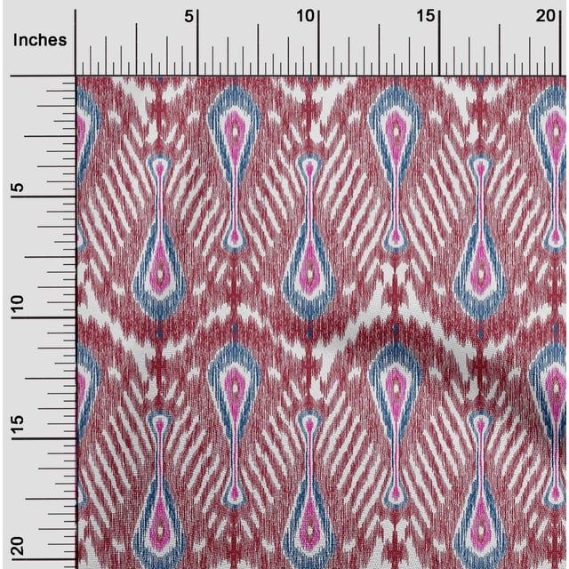 oneOone Viscose Chiffon Fabric Big Motif Ikat Print Fabric By The Yard 42 Inch Wide
