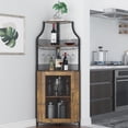 thumbnail image 1 of AKDSteel Farmhouse Wine Bar Corner Cabinet with Storage, Small Buffet Sideboard with Detachable Rack and Buffet Mesh Door, Glass Rack, Liquor Coffee Bar Cupboard for Kitchen, Dining Room, 1 of 8