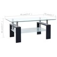 thumbnail image 2 of vidaXL Table Basse Noire et Transparente 95x55x40 cm en Verre Trempé, 2 of 5