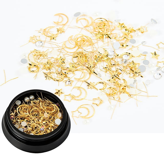 EGNMCR Ensemble de Bijoux Étoile et Forme Cuivre Paillettes Rondes Strass pour Ongles art des Ongles