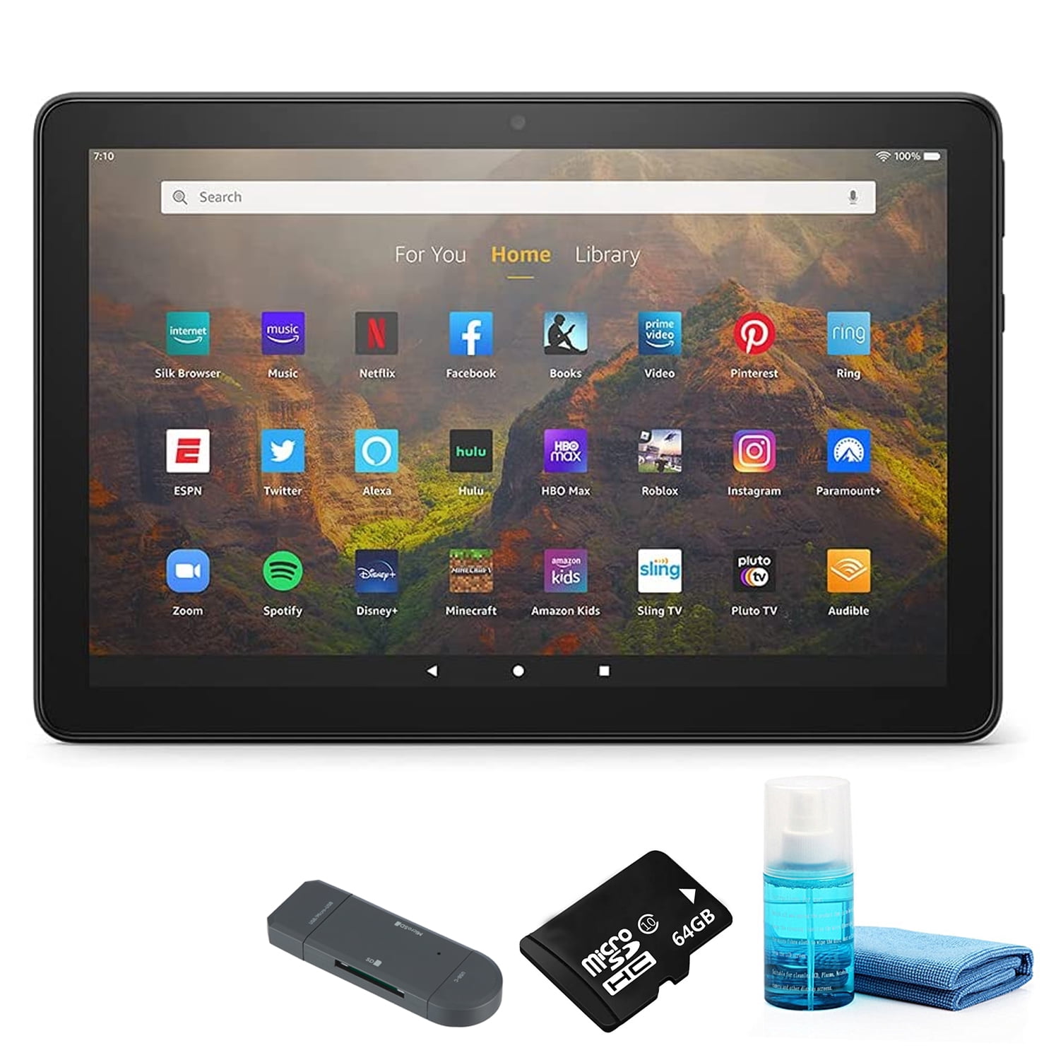 Fire HD Tablette 10 Pouces Full HD, 32 Go Noir (2021) avec Carte Micro SD 64 Go