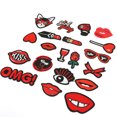 thumbnail image 3 of 20 Pcs Autocollants de Vêtements Rouges à Lèvres, Patchs Motif Lèvres, Patchs avec Colle pour Décoration de T-Shirts, Vêtements pour Filles, Gilets, Vestes, Chaussures, Blouses, 3 of 8