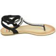 thumbnail image 4 of Alpine Swiss Womens Rhinestone T-Strap Sandals Ankle Strap Flat Summer Shoes, 4 of 6