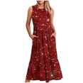 thumbnail image 1 of Meichang Robes d'Été Sans Manches pour Femmes Tendance à Imprimé Pailleté Robes à Étages Coupe Ample Col Ras du Cou Robes Midi Décontractées d'Été pour le Travail avec Poches Robes d'Été, 1 of 4