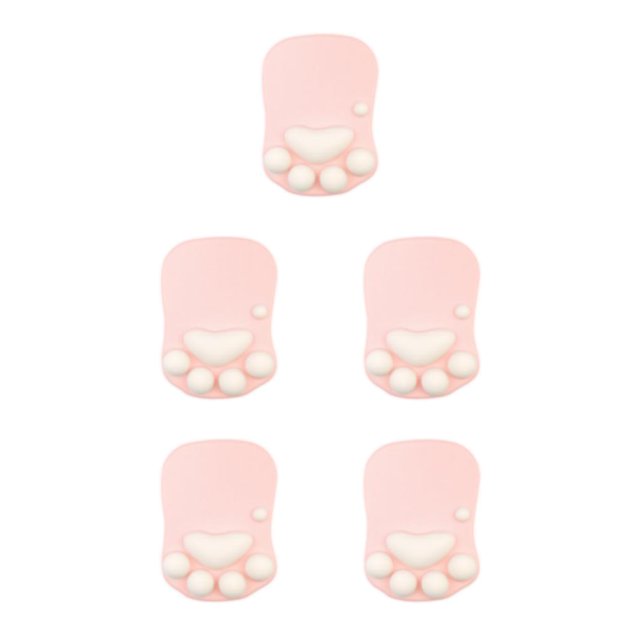 relayinert Stylish Cat Paw Gaming Mouse Mat Wrist Protection Non-slide Base Safe Cute DS-002 pink 5Set