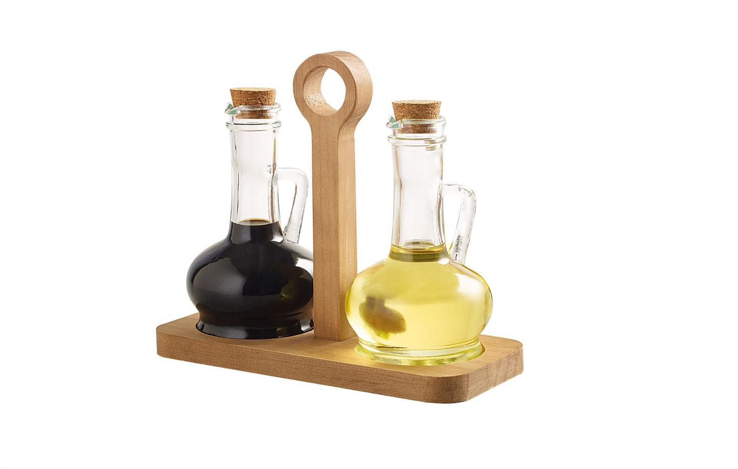 2PC Oil & Vinegar Set With Wood Tray