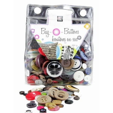 CRAFTING ESSENTIALS Bag O' Buttons Assorted Styles & Colours, 300 g (10.6 oz), All Mixed