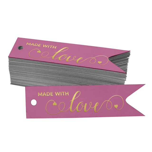 Inkdotpot Pack Of 100 Made With Love Text Favor Paper Tags Craft Real Gold Foil Hang Tags