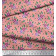 thumbnail image 3 of Soimoi Rayon Crepe Fabric Leaves & Periwinkle Floral Print Fabric by the Yard 46 Inch Wide, 3 of 3