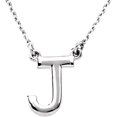 thumbnail image 1 of Precious Stars Unisex Sterling Silver Block Font J Initial Necklace, 1 of 2