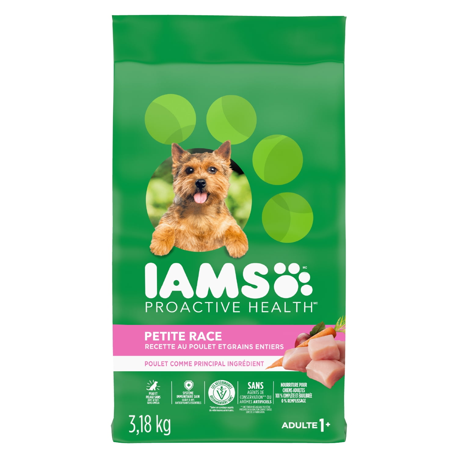 Iams Petites Races Recette au Poulet et Grains Entiers Nourriture Sèche pour Chien Adulte 4.99kg
