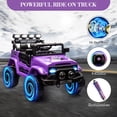 thumbnail image 4 of Garvee 12V Kids Ride on Truck Car,5MPH Max Speed,Parent Remote Control,3 Speeds, Lights,Music,Purple, 4 of 10