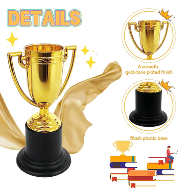 24 Pack Mini Trophées pour Enfants, Trophées en Plastique Doré, pour Fêtes, Récompenses, Sports, Compétitions
