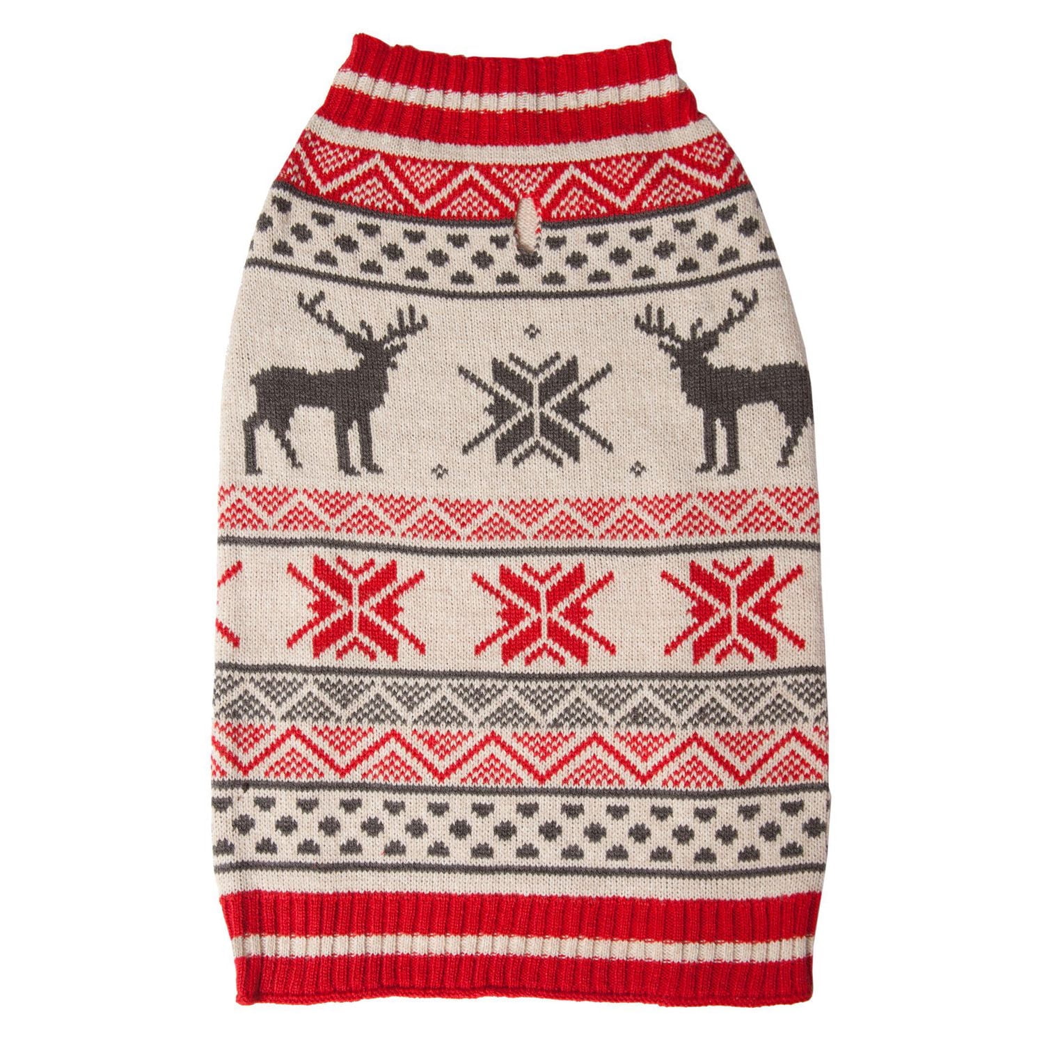 Holiday Time Pull pour chien rouge Moose Fair Isle