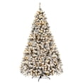thumbnail image 1 of Costway 9ft Pre-Lit Premium Snow Flocked Hinged Artificial Christmas Tree w/ 550 Lights, 1 of 10