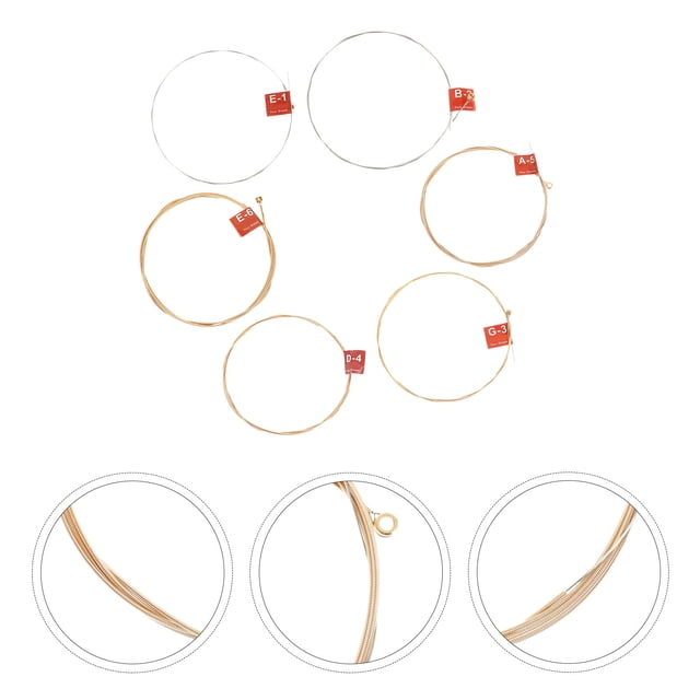 Minkissy 6Pcs Convenient Folk Guitar Strings Easy Changing Replacement Guitar Parts for Music Lovers