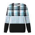 thumbnail image 5 of KIHOUT Chandails en Molleton de Mode pour Femmes, Manches Longues Décontractées à Carreaux Patchwork Col Rond Ample Blouse Chandail Tops, Taille P-2TG, 5 of 5