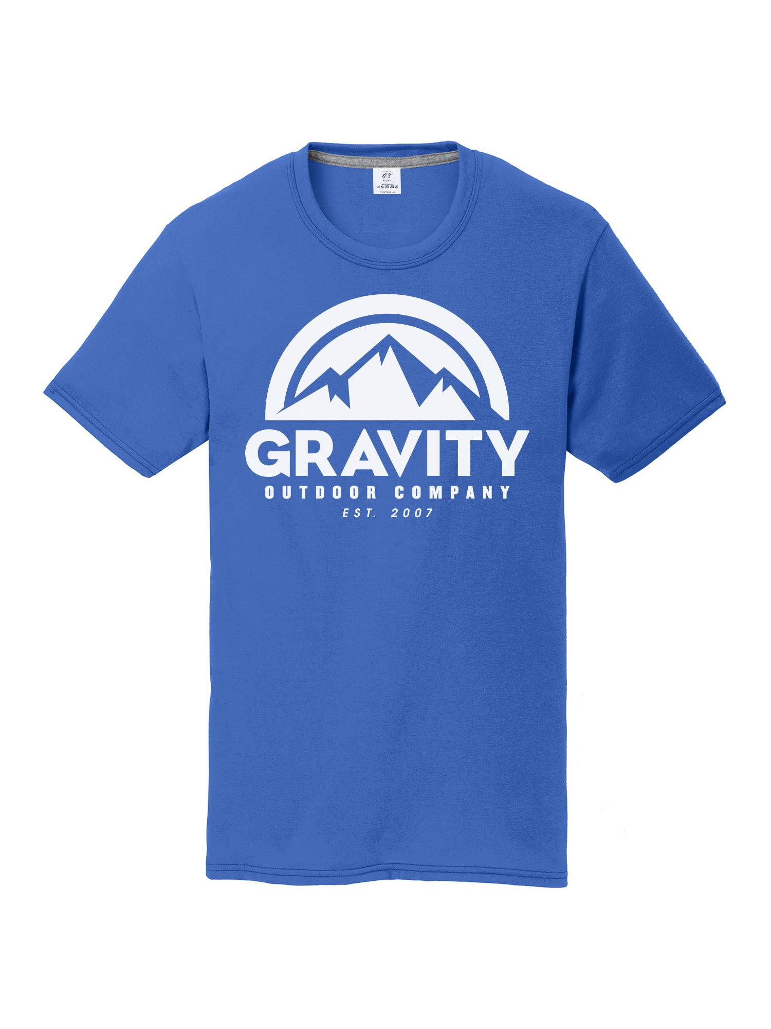Gravity Outdoor Co. Youth Performance T-Shirt - White Logo - Royal - X-Large