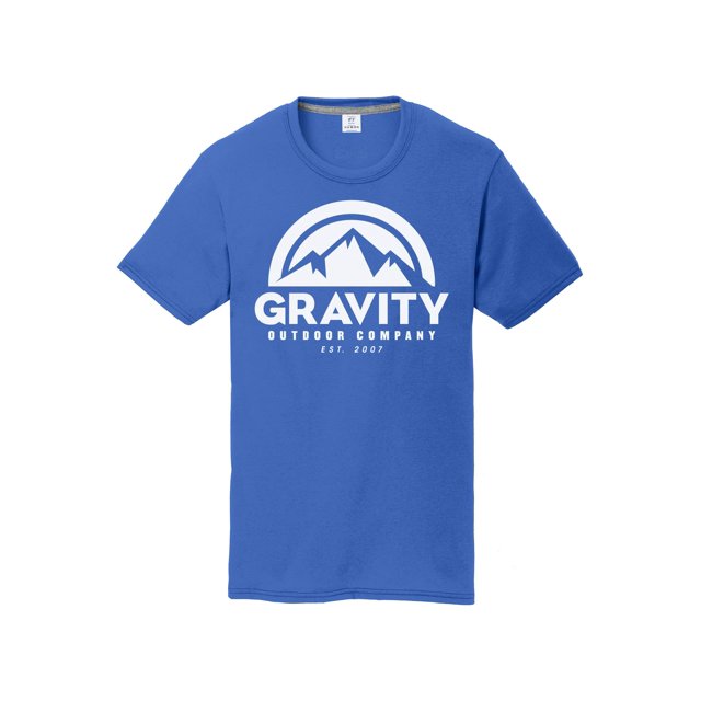 Gravity Outdoor Co. Youth Performance T-Shirt - White Logo - Royal - Small