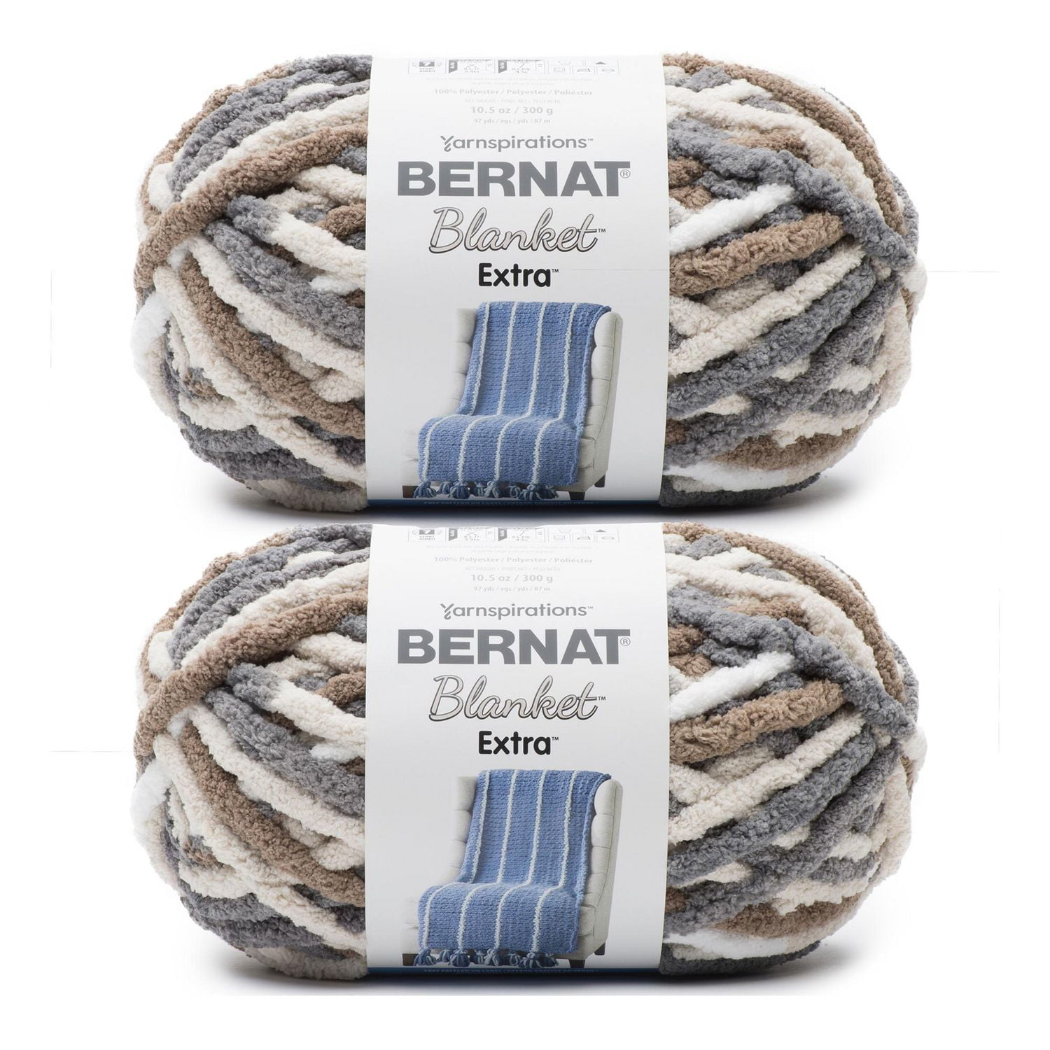 Bernat® Blanket Extra™ Yarn (2 Pack), Polyester #7 Jumbo, 10.5oz/300g, 97 Yards