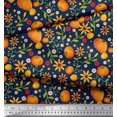 thumbnail image 2 of Soimoi Cotton Cambric Fabric Leaves,Floral & Pumpkin Vegetable Printed Fabric 1 Yard 56 Inch Wide, 2 of 3