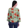thumbnail image 4 of Moomaya Haut à Manches Longues Imprimé avec Patte de Boutonnage, Col Rond, Tunique d'Été Décontractée pour Femme, 4 of 5
