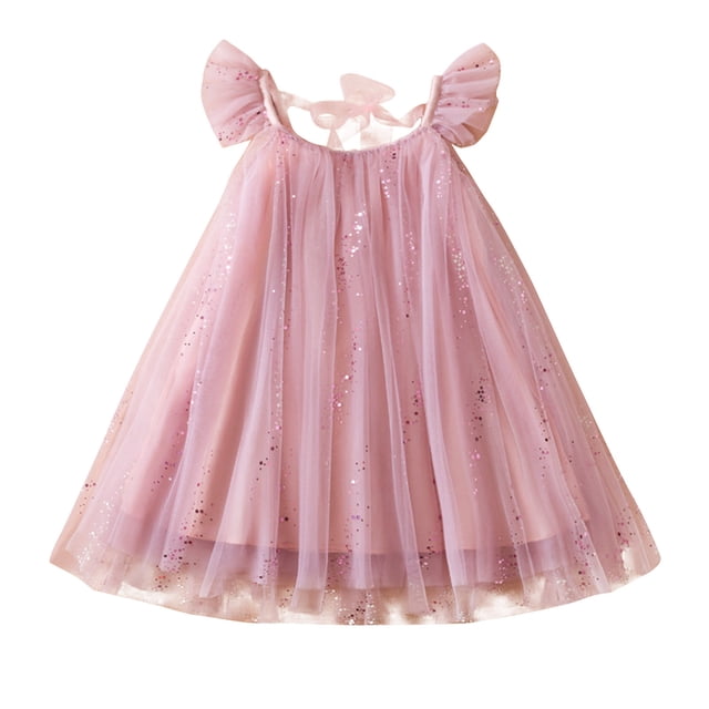 Robe à Manches Courtes Col Rond Été Nouvelle Robe à Manches Courtes pour Filles Jupe en Gaze Gaze