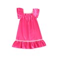 thumbnail image 1 of SAYOO Robe de Nuit pour Bébé Fille, Manches Courtes Col Carré Satin Été Automne Décontracté Maison Dentelle Midi, 1 of 8