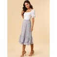 thumbnail image 2 of Unique Bargains Women's Floral Print Elastic Waist Ruffle Hem Midi Skirt, 2 of 6