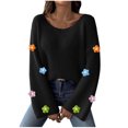 thumbnail image 1 of Pisexur Chandails pour Femmes Chandails à Manches Longues à Col Rond Chandail Tricoté Uni pour Femmes Chandails Décontractés Amples d'Automne Hauts Blouse Tendance Chandails à Imprimé Floral pour Femmes, 1 of 4