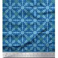 thumbnail image 1 of Soimoi Green polyester Crepe Fabric Tiles Moroccan Decor Fabric Printed Yard 42 Inch Wide, 1 of 3