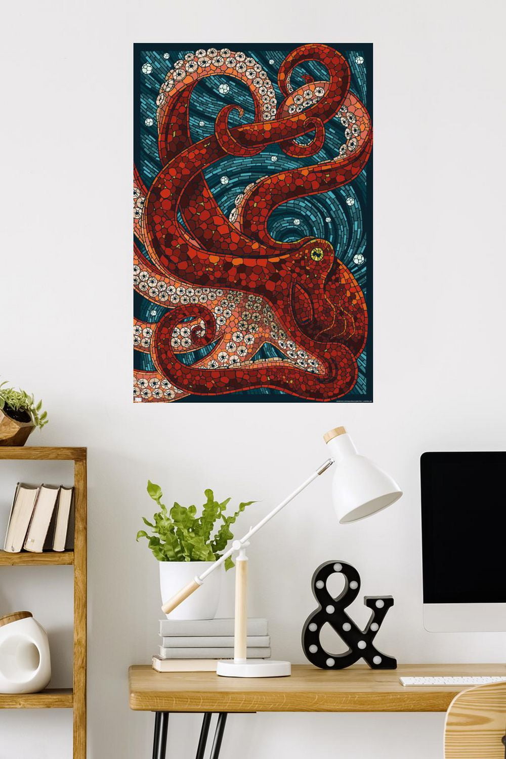 Lantern Press - Yachats, Oregon, Octopus Mosaic Wall Poster, 22.375" x 34"