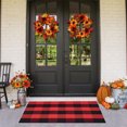 thumbnail image 4 of Birdeem Fall Outdoor Rug Orange Plaid Outdoor Rug Hand Woven Check Rug Plus Size Layered Doormats for Front Door Front Porch Farmhouses Entryway Patio, 4 of 7