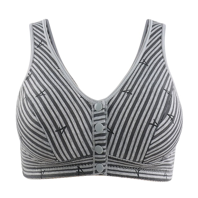 Womens Sport Bras Back-Smoothing Bra Feature V-Neck Soft Bra Style W-1110 Gray M