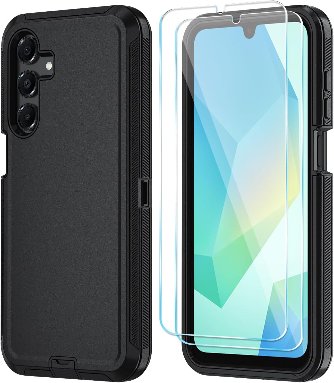 HCTian Phone Case for Samsung Galaxy A16 5G Case with HD Screen Protector, Heavy Duty Shockproof & Dropproof 3-Layer Cover Phone Case for Galaxy A16