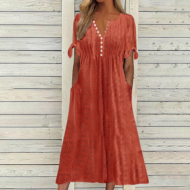 UPPADA Journée Aujourd'hui 2025 Robes pour Femmes 2025 Robes d'Invitée de Mariage pour Remise des Diplômes Invitée pour Femmes 2025 Robes Maxi Sans Manches Henley avec Poches