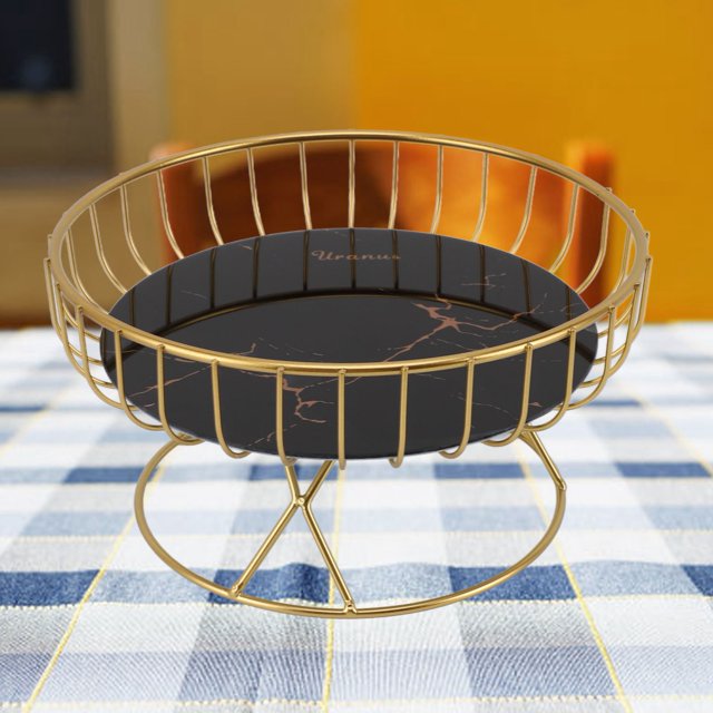 Panier à Fruits en Métal, Support de Bol à Fruits Rond pour Légumes, Desserts et Collations