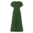 thumbnail image 2 of Ketyyh-chn99 Blouses pour Femmes Mode Chic Grande Taille Robe Soleil Robes pour Femmes Robe Droite Unie pour Vacances Robe à Enfiler Robe de Plage Vert,2TG, 2 of 4