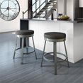 thumbnail image 2 of Amisco Clock 26" Faux Leather Swivel Counter Stool in Black/Glossy Gray, 2 of 6