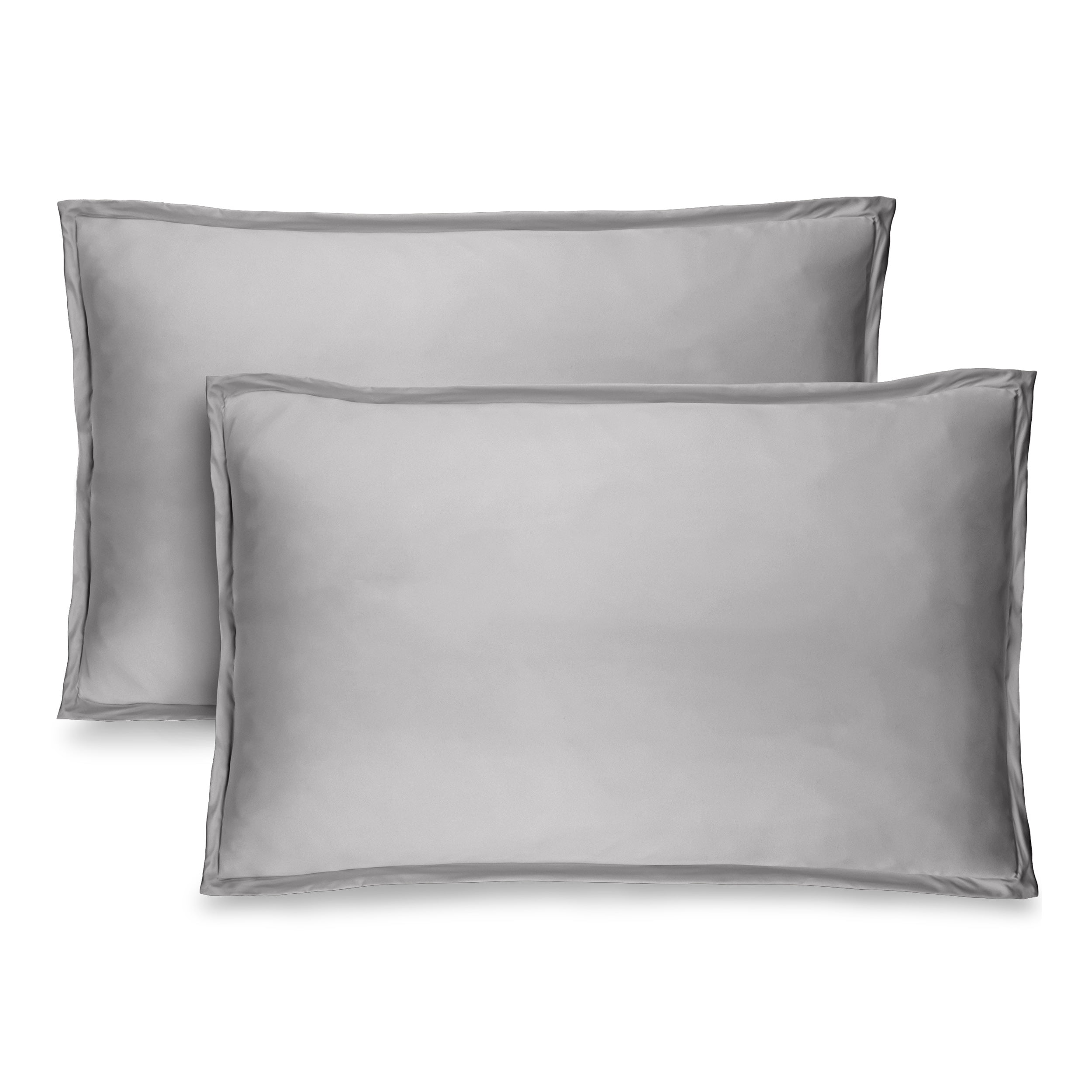 Bare Home Pillow Sham Set - Premium 1800 Collection - Double Brushed - Queen, Light Gray