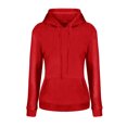 thumbnail image 3 of MAWCLOS Ladies Sweatshirt Pocket Hoodies Solid Color Hooded Tops Casual Fall Drawstring Pullover Red XL, 3 of 6