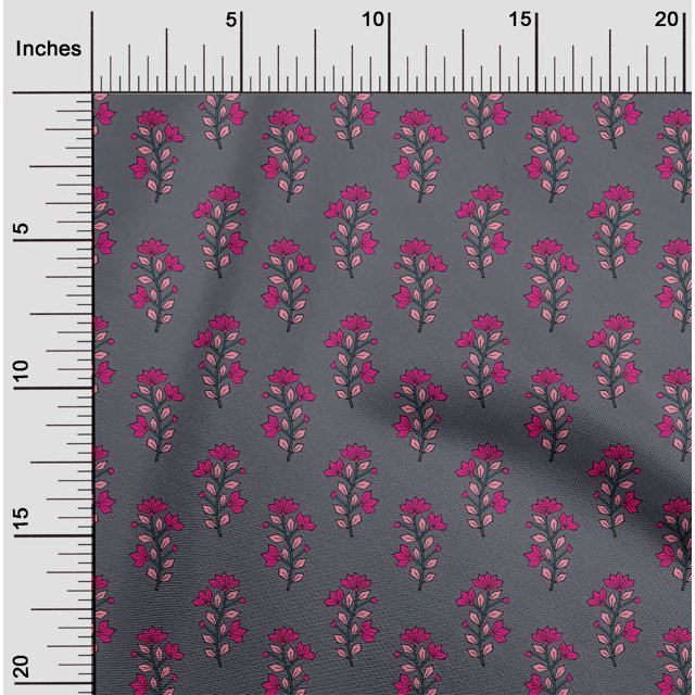 oneOone Cotton Poplin Fabric Leaves & Floral Block Decor Fabric Printed BTY 42 Inch Wide