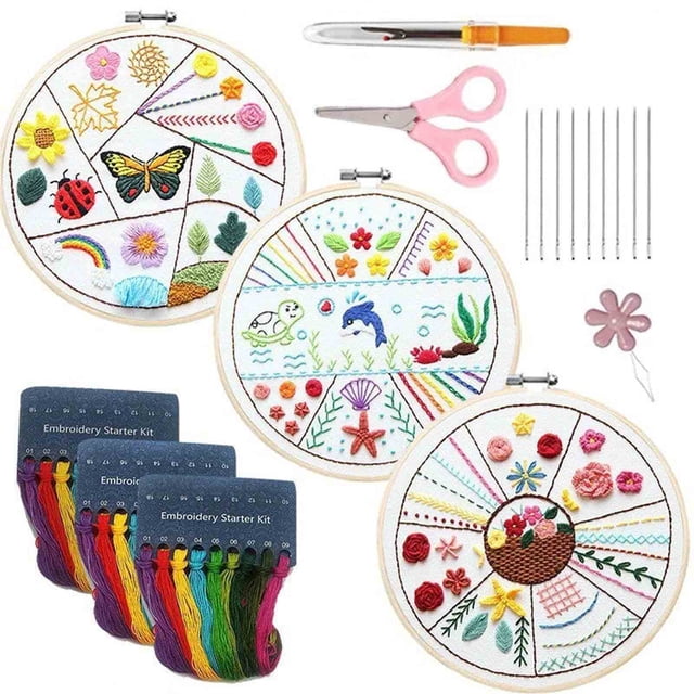 EGNMCR Embroidery Beginner's Kit Diy Beginner's Instruction Kit Needle And Thread Set Embroidery Kits