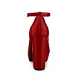 thumbnail image 2 of BLISSFUL STEP Women's Block Heel Pumps Platform Ankle Strap Round Toe Heel Red 7, 2 of 7