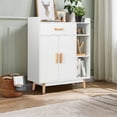 thumbnail image 4 of Gymax Armoire de Rangement au Sol Armoire Autoportante Coffre avec 1 Tiroir 2 Portes 3 Tablettes, 4 of 10